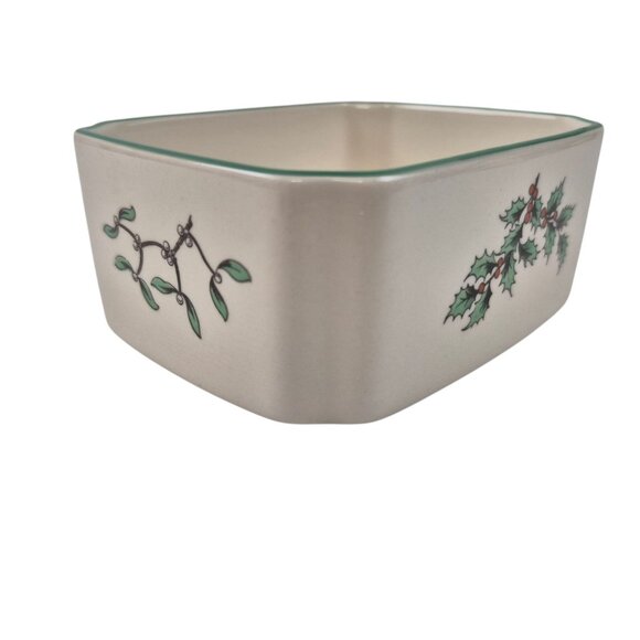 Spode Christmas Tree Medium Candy Dish England Vintage S3324 Green Trim - Picture 8 of 10